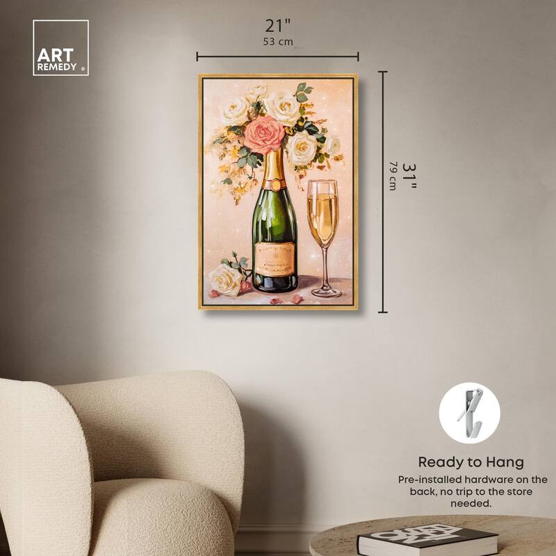 Blooming Champagne Vase Canvas by Art Remedy