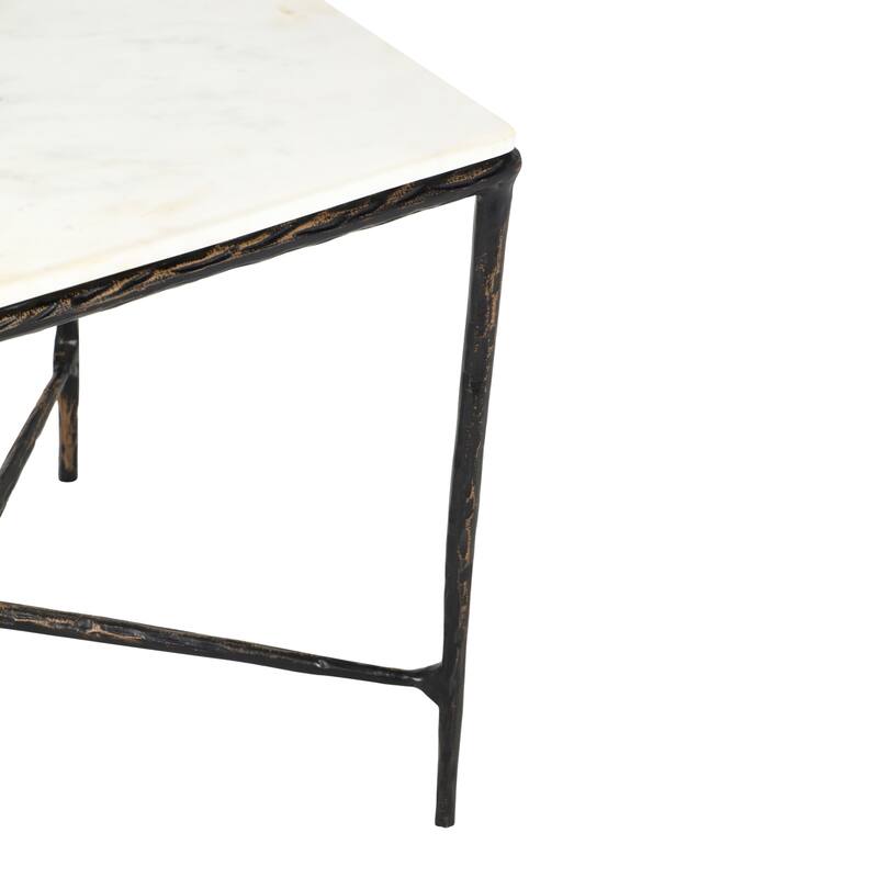 Sevita Marion Marble and Metal Side Table Contemporary End Table - 22" H x 22" W x 22" D