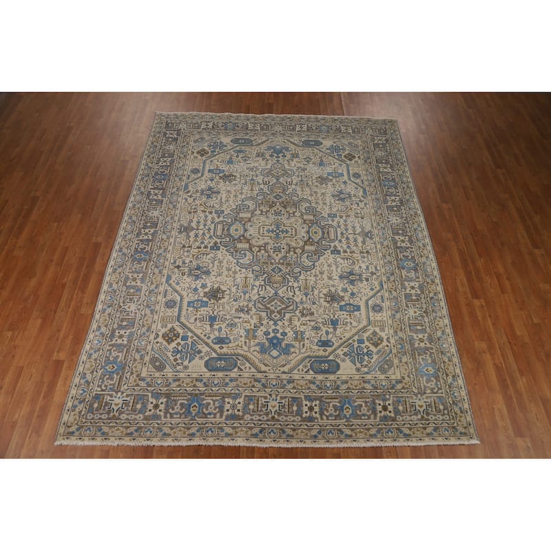 Traditional Tabriz Persian Rug Living Room Hand-Knotted Wool Carpet - 8'4"x 10'9"