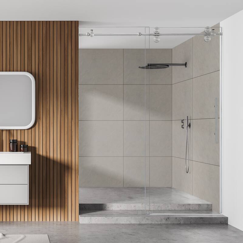 Altair Lazaro Single Sliding Frameless Shower Door with Clear Glass