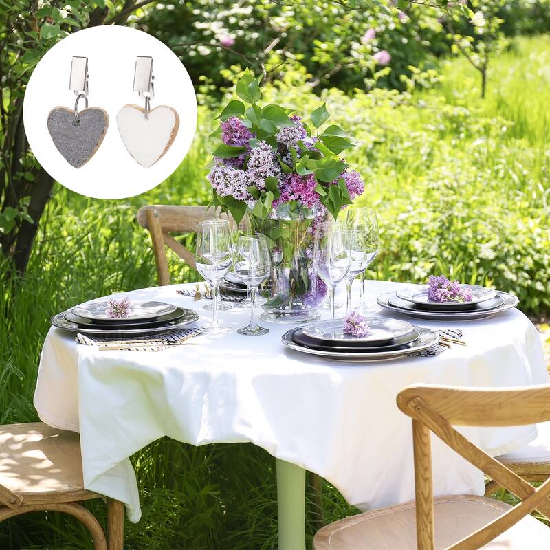 6PCS Marble Gold Heart Shape Tablecloth Weights with Metal Clip, Grey White - Grey White