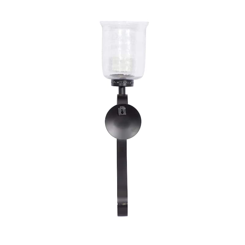Metal Scroll Handmade Pillar Wall Sconce - Black - Roche River Decor