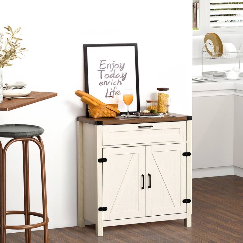 HOMCOM Industrial Wooden Storage Cabinet Kitchen Sideboard with Drawer and Adjustable Shelf for Dining Room