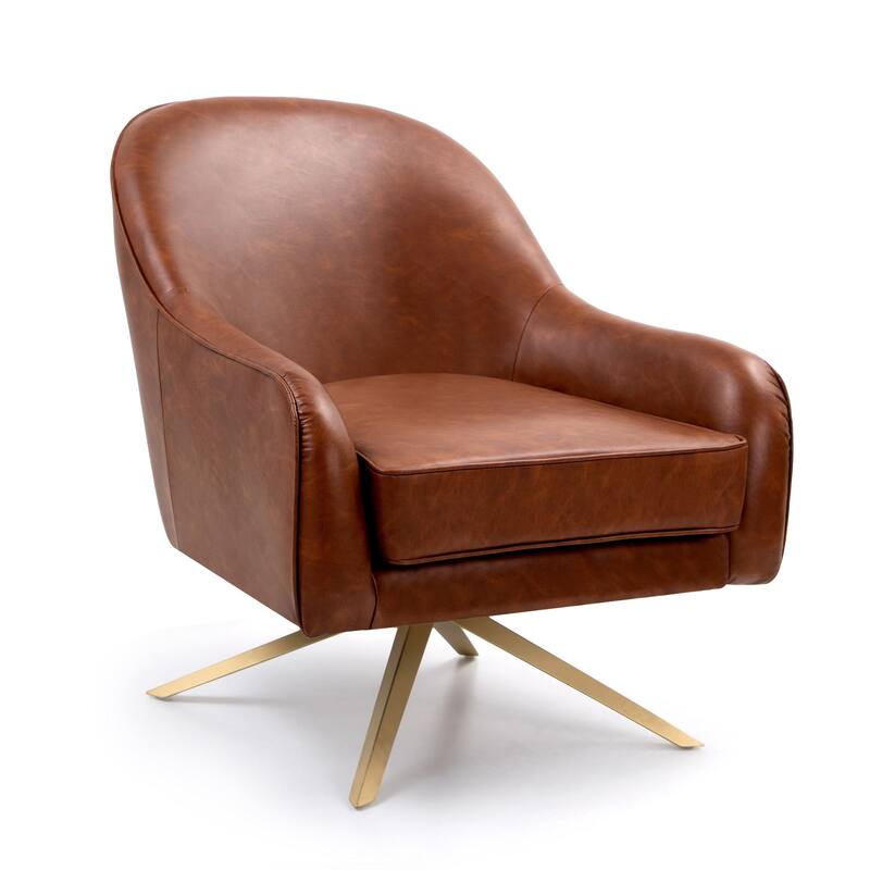 28.4'' W Faux Leather Swivel Accent Sofa Armchair