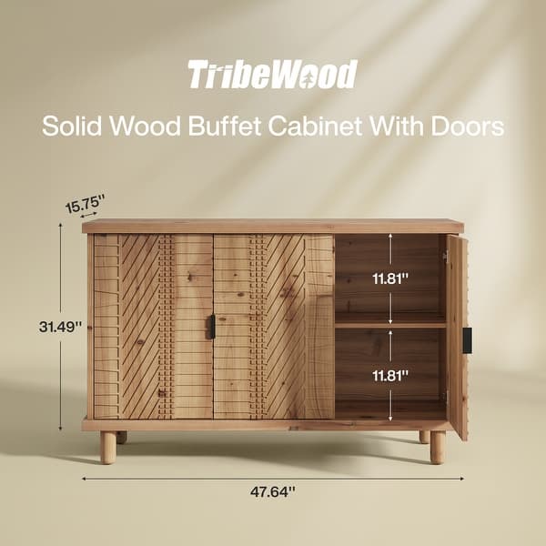 48-Inch Solid Wood Buffet Cabinet with 3 Doors - Bed Bath & Beyond ...