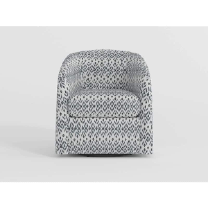 Reedie Swivel Armchair, Blue, White Geometric Pattern Fabric