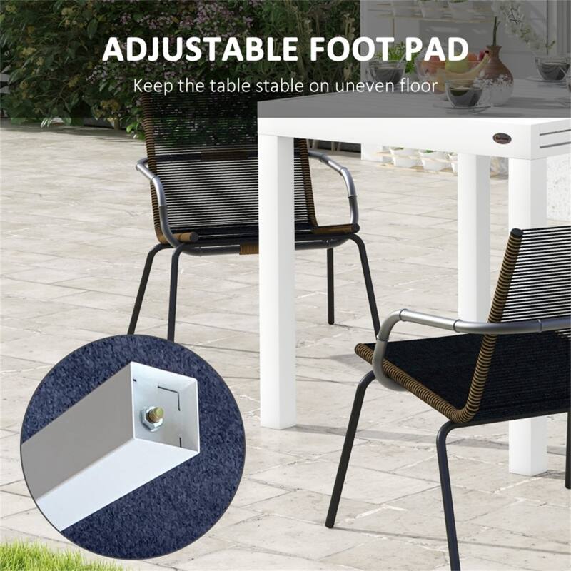 Aluminum Extendable Patio Dining Table for 6 People - 70.75"/35.5" L x 35.5"W x 29.5" H