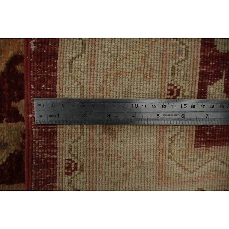 Hand Knotted Oriental 100% Wool Carpet Traditional Floral Red Peshawar Runner Rug - 8' 3'' X 2' 6''