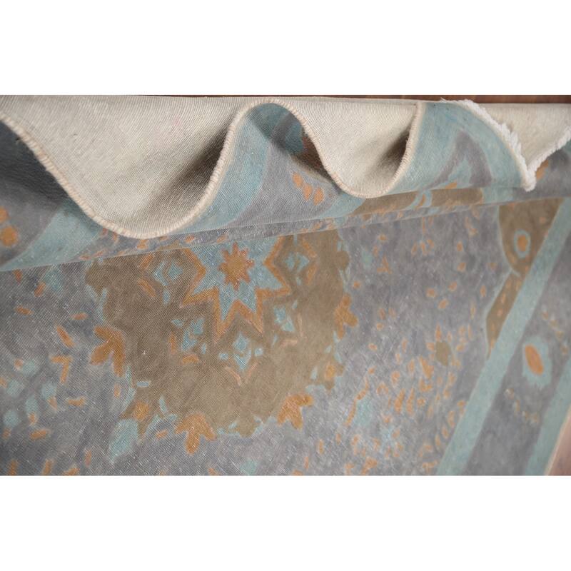 Hand Knotted Oriental 100% Wool Carpet Traditional Floral Greys & Charcoal Tabriz Area Rug - 9' 5'' X 6' 4''