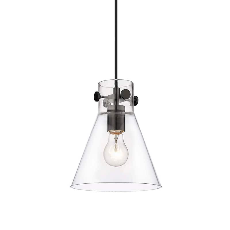 Innovations Lighting 410-1PS-10-8 Newton Cone Pendant Newton Cone 8" - Matte Black / Clear