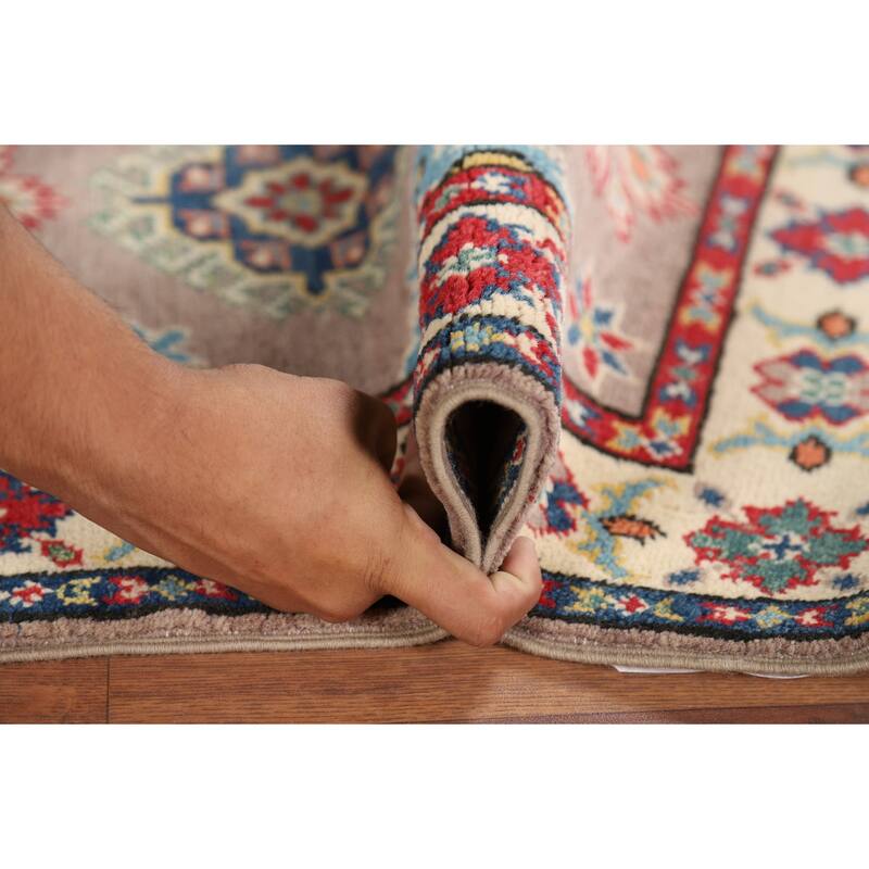 Hand Knotted Oriental 100% Wool Carpet Traditional Geometric Brown Kazak Area Rug - 2' 11'' X 2' 1''