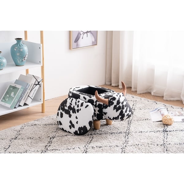 slide 2 of 25, Animal Cow Storage Upholstered Kids Ottoman Black