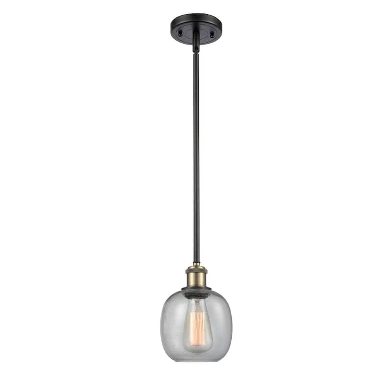 Innovations Lighting Belfast 6" Wide Mini Pendant - Black Antique Brass / Seedy