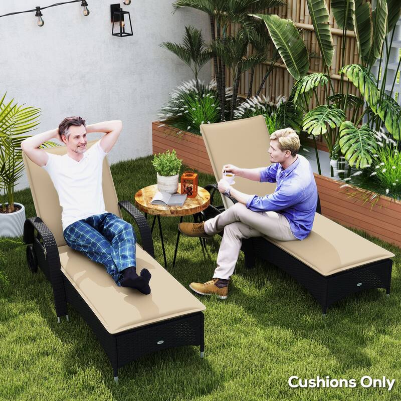 Outsunny Outdoor Lounge Chair Cushion Set of 2, UPF50+ 200gsm Fabric and 25D High-Density Foam