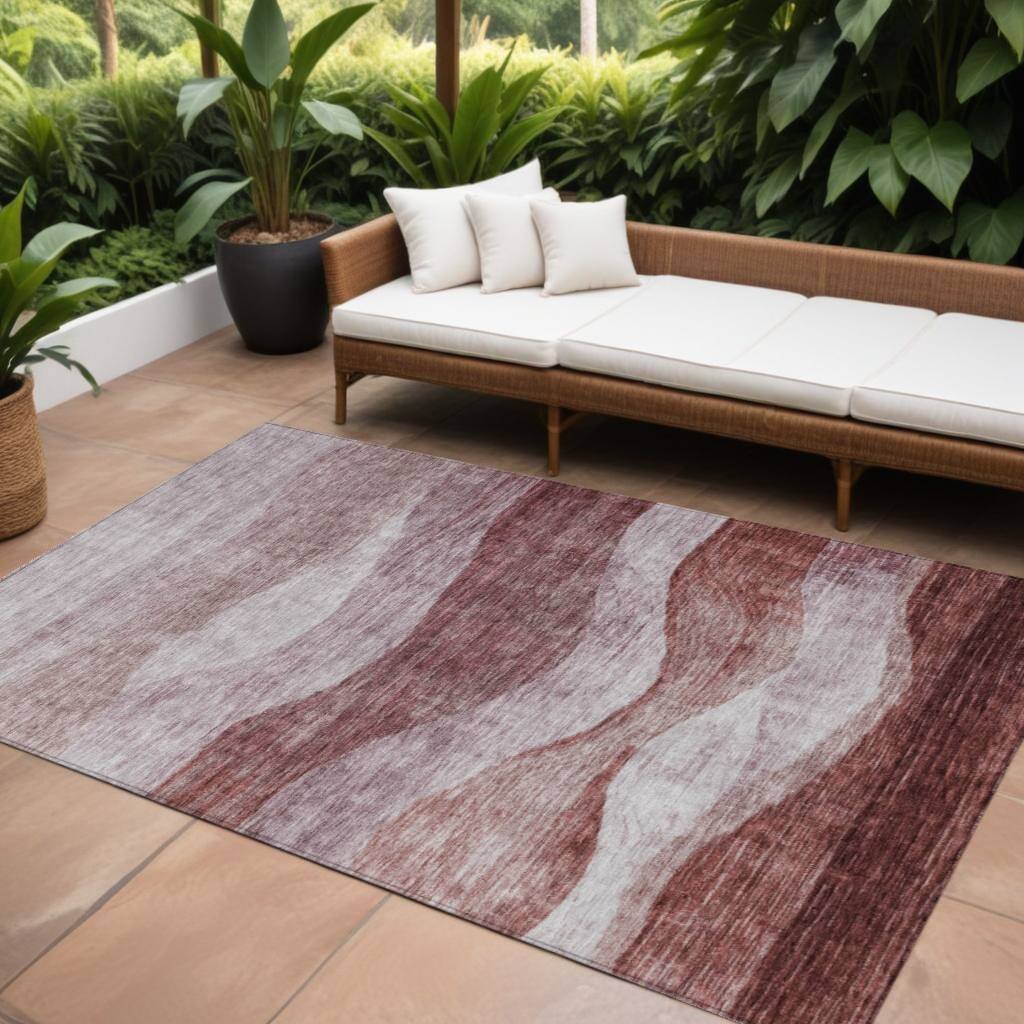 HomeRoots Abstract Transitional Rectangle Outdoor Rug