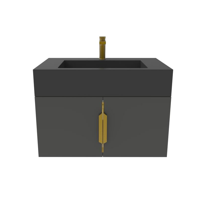 Nile 30-Inch Wall Mounted Bathroom Vanity Set w/ Black Top