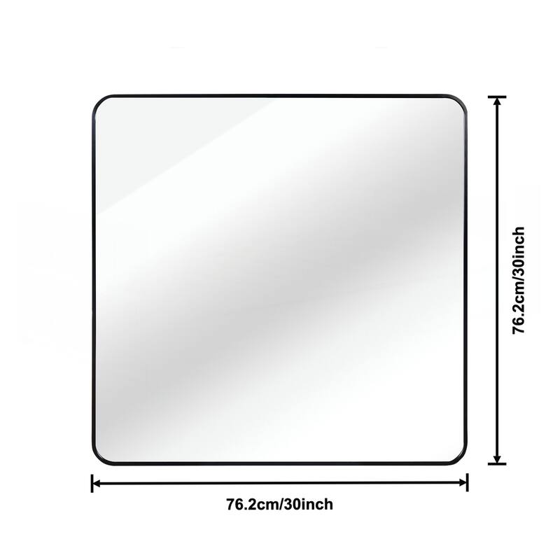 30 in x 30 in Black Metal Framed Square Bathrrom Mirror for Wall