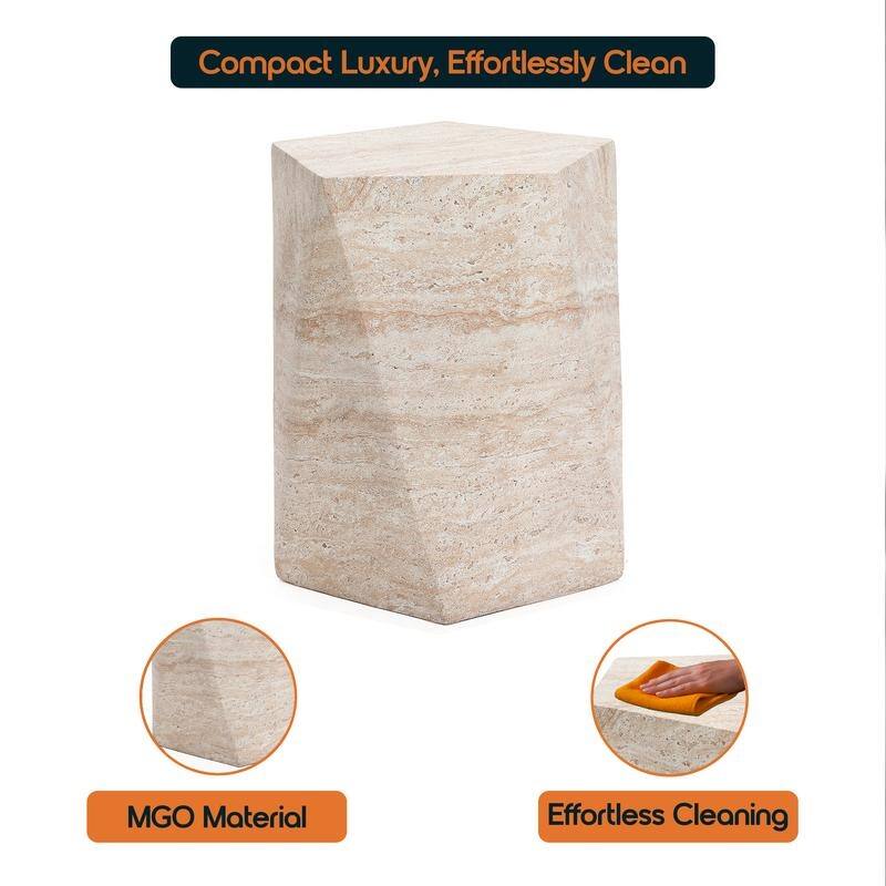 Nexovo Modern Geometric Side Table with Accent Painted Finish for Living Rooms, Bedroom, and Patios