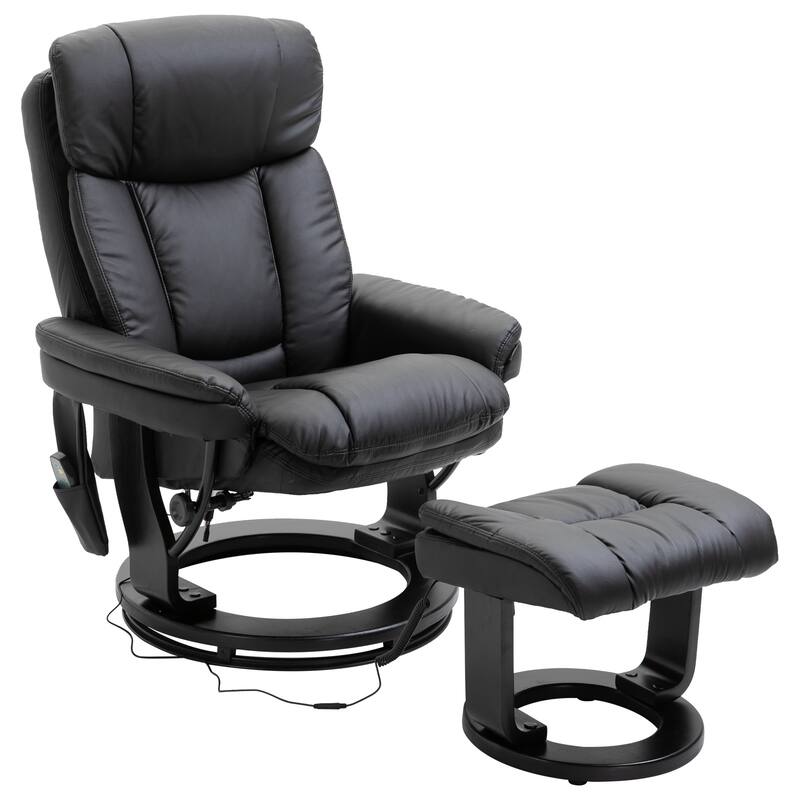 360° Swivel Massage Recliner Chair PU Leather Armchair Living Room Lounge Chair with Footrest and Remote
