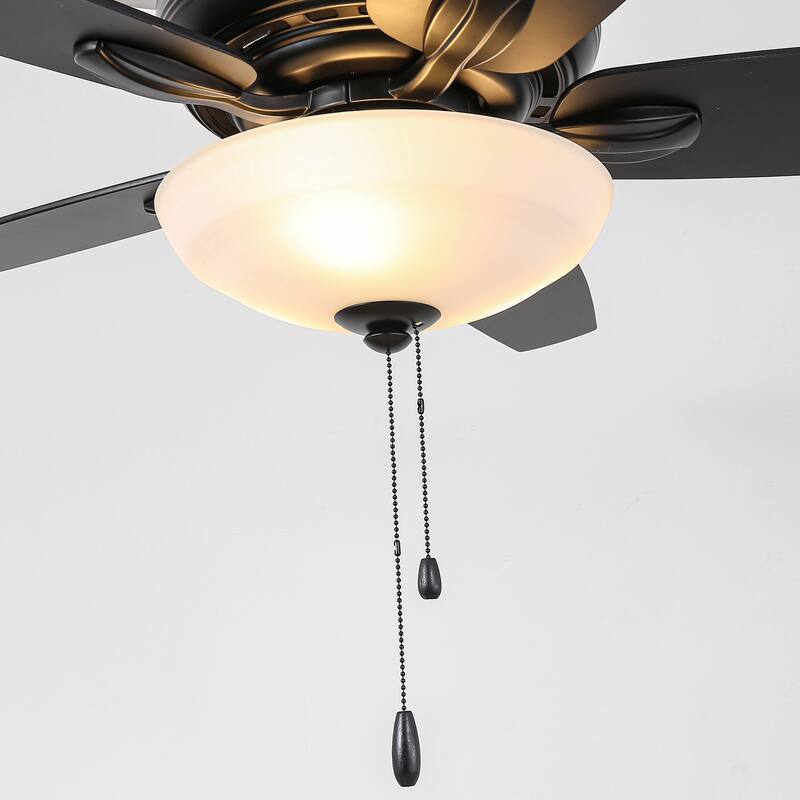 52" Black Dual Mounting Ceiling Fan with LED Light and Pull Chain