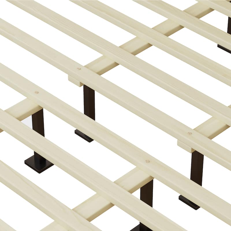 Eudoca Mid-Century Wood Bed Frame with Rattan Headboard BED by Christopher Knight Home