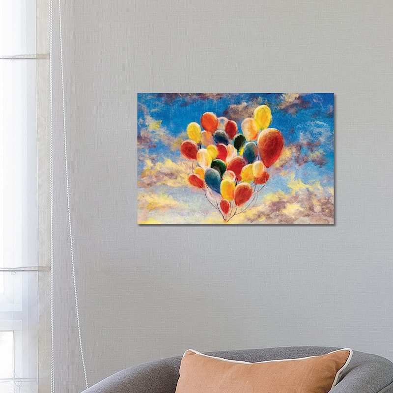 iCanvas "Balloons Against The Blue Sky And Clouds" by Valery Rybakow Canvas Print - 18x26x1.5