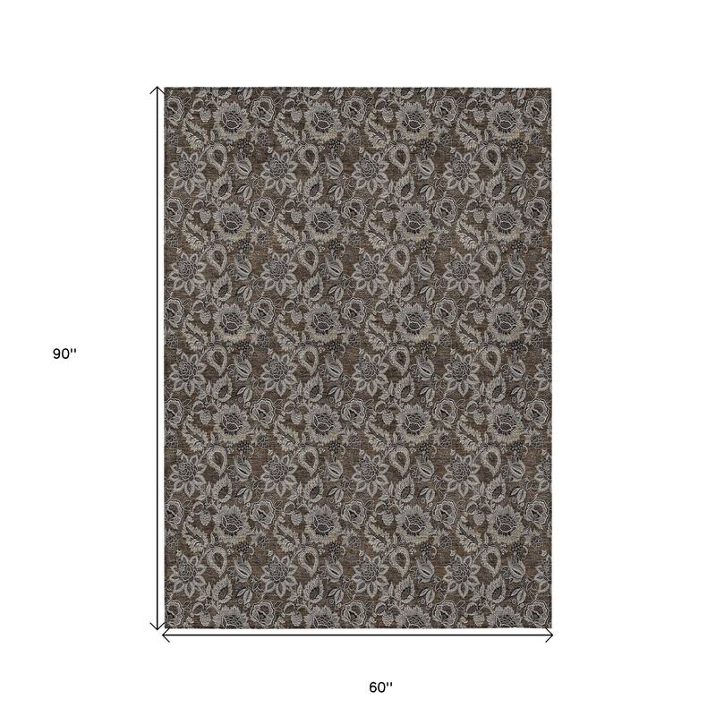 HomeRoots Floral Transitional Rectangle Outdoor Rug
