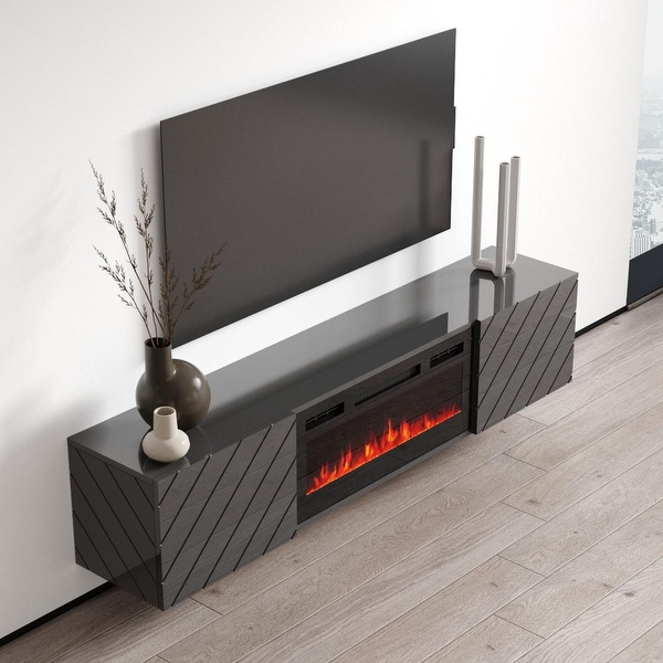 Electric fireplace top modern tv stand
