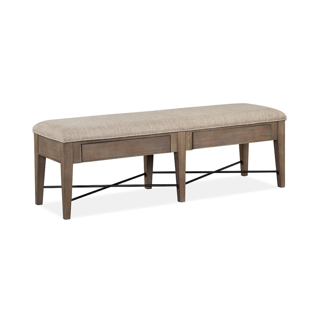 Magnussen Home Paxton Place Dovetail Grey Upholstered Bench - 58''W x 17''D x 19''H