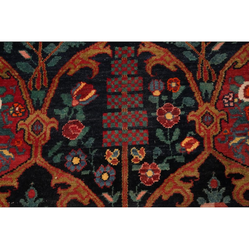 Hand Knotted Oriental 100% Wool Carpet Traditional Floral Navy Blue & Blues Bakhtiari Area Rug - 10' 7'' X 7' 3''