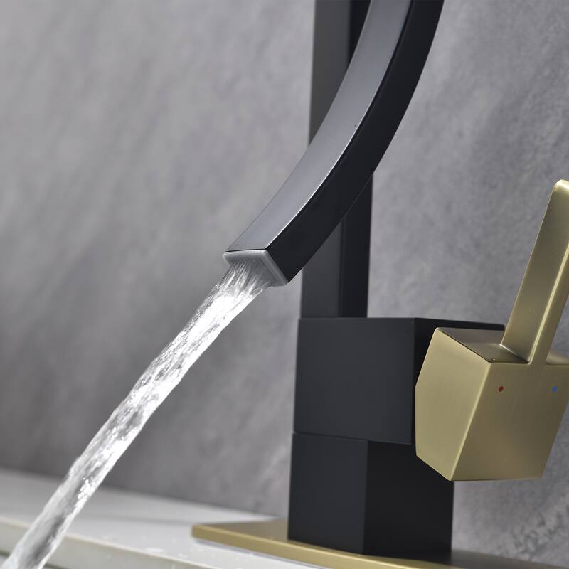13.58"H Solid Brass Creative Design Bathroom Vessel Sink Faucet with Waterfall Spout