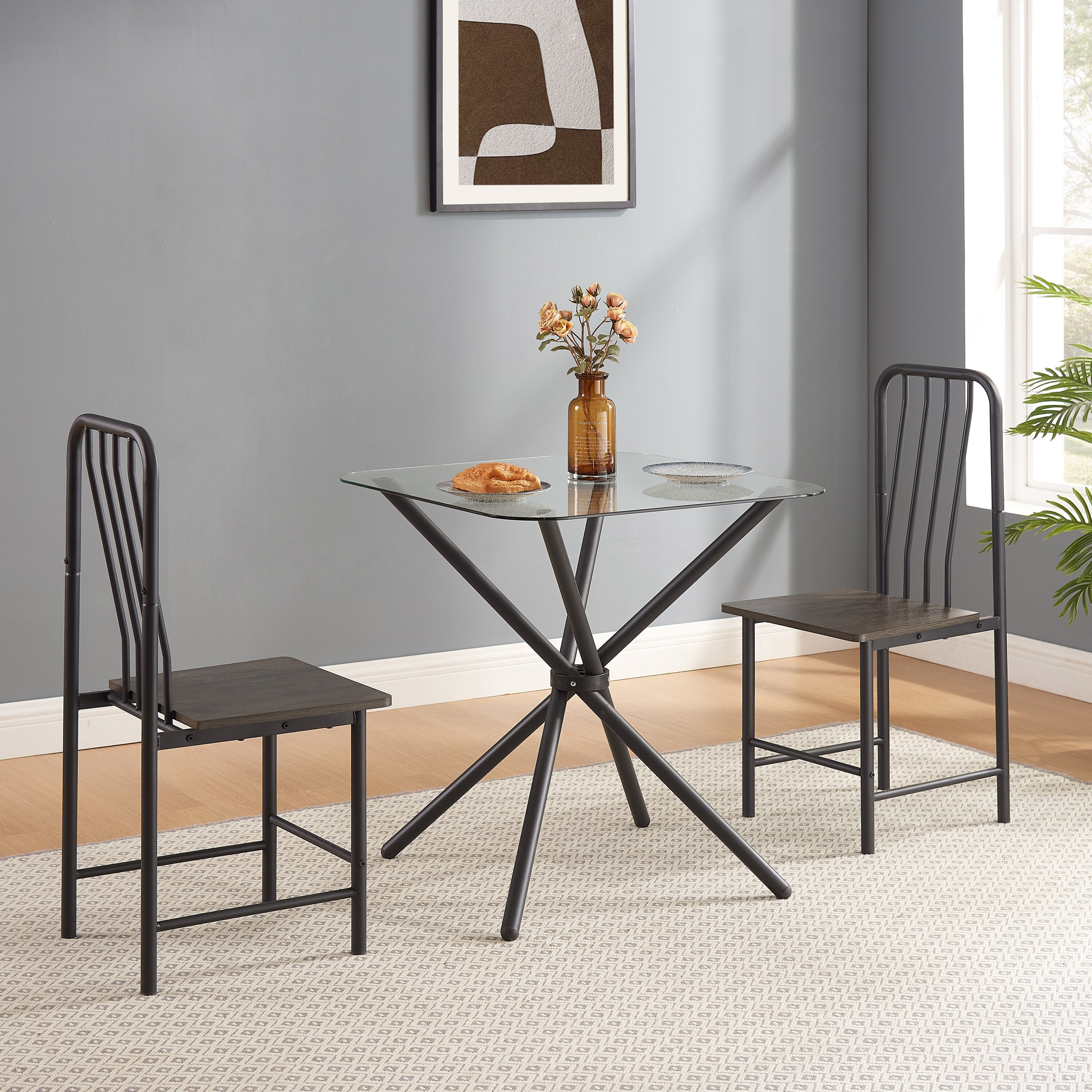 Square glass dining table 2024 for 2