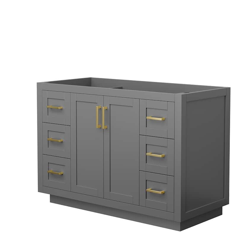 Wyndham Collection Miranda 48" Single Free Standing Vanity Cabinet - Dark Gray / Brushed Gold Hardware