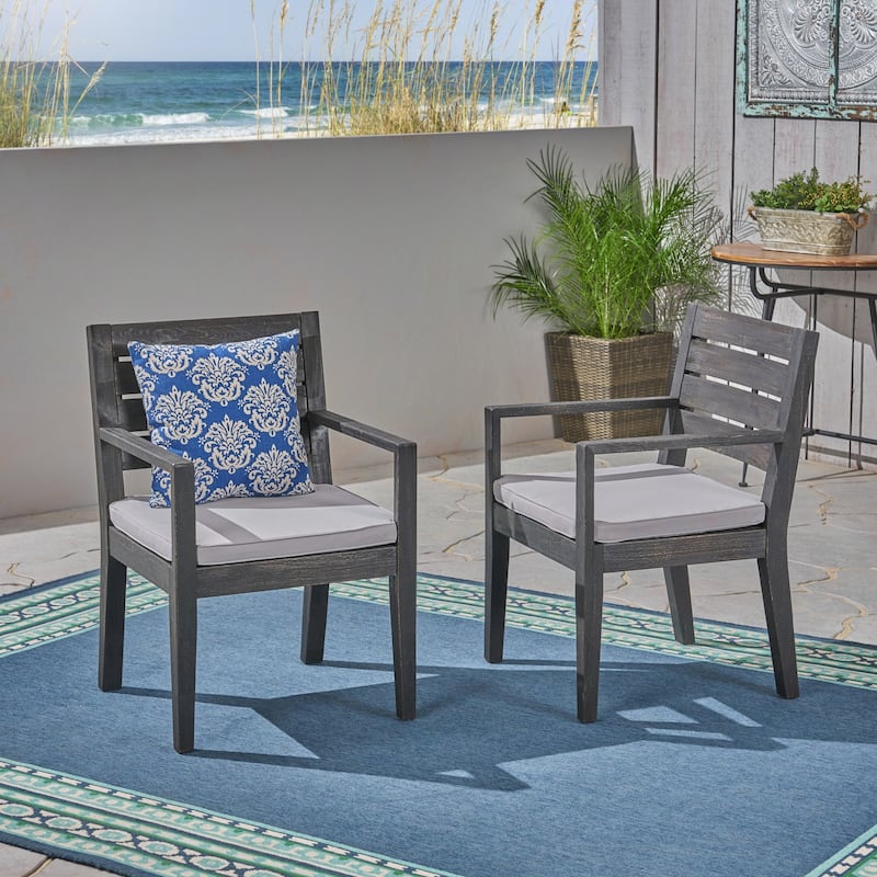 Outdoor Dining Chair Set of 2, Dark Grey