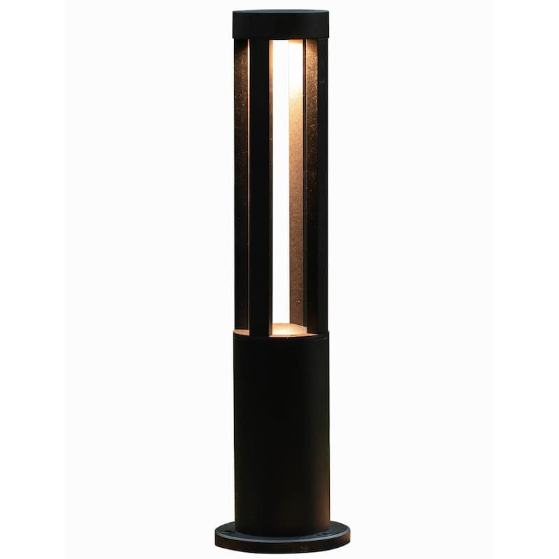 Round Black LED Garden Aluminum Light, Decorative Outdoor Bollard Light for Garden, Pathway, and Driveway