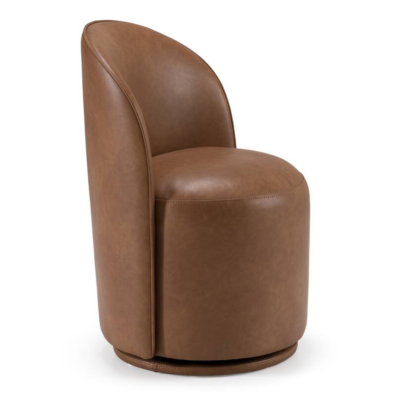 Modrest Correa Modern Brown Vegan Leather Swivel Dining Chair