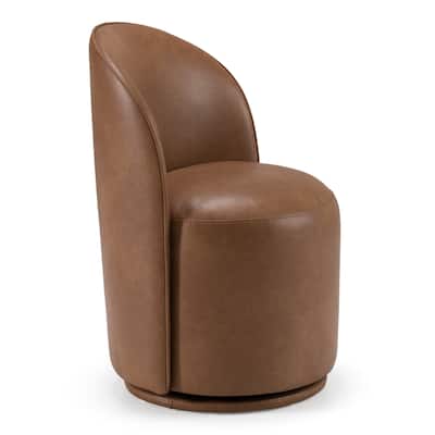 Modrest Correa Modern Brown Vegan Leather Swivel Dining Chair