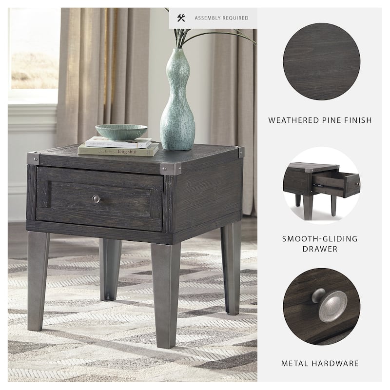 Todoe Contemporary Dark Gray Rectangular End Table
