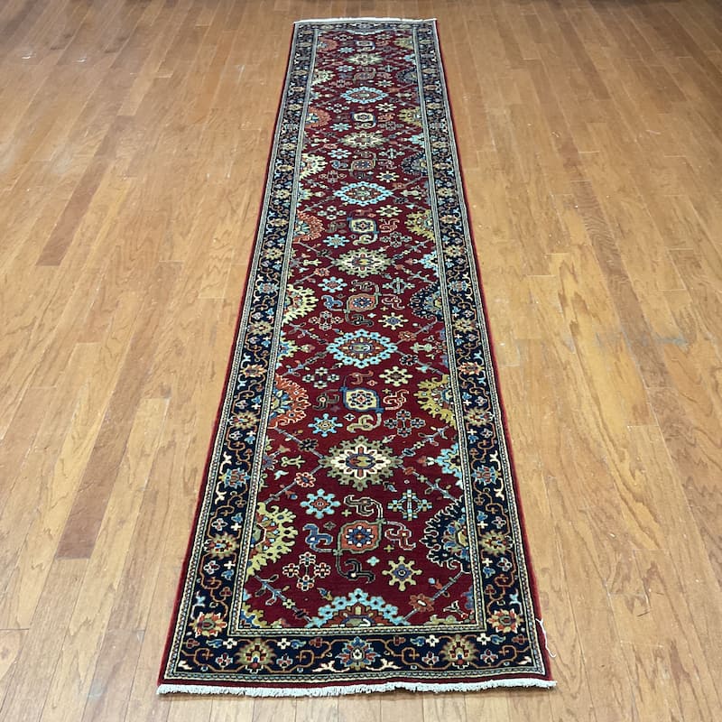 HERAT ORIENTAL Hand-knotted 2'5 x 12' Indo Serapi Wool Runner - 2'5" x 12'2"