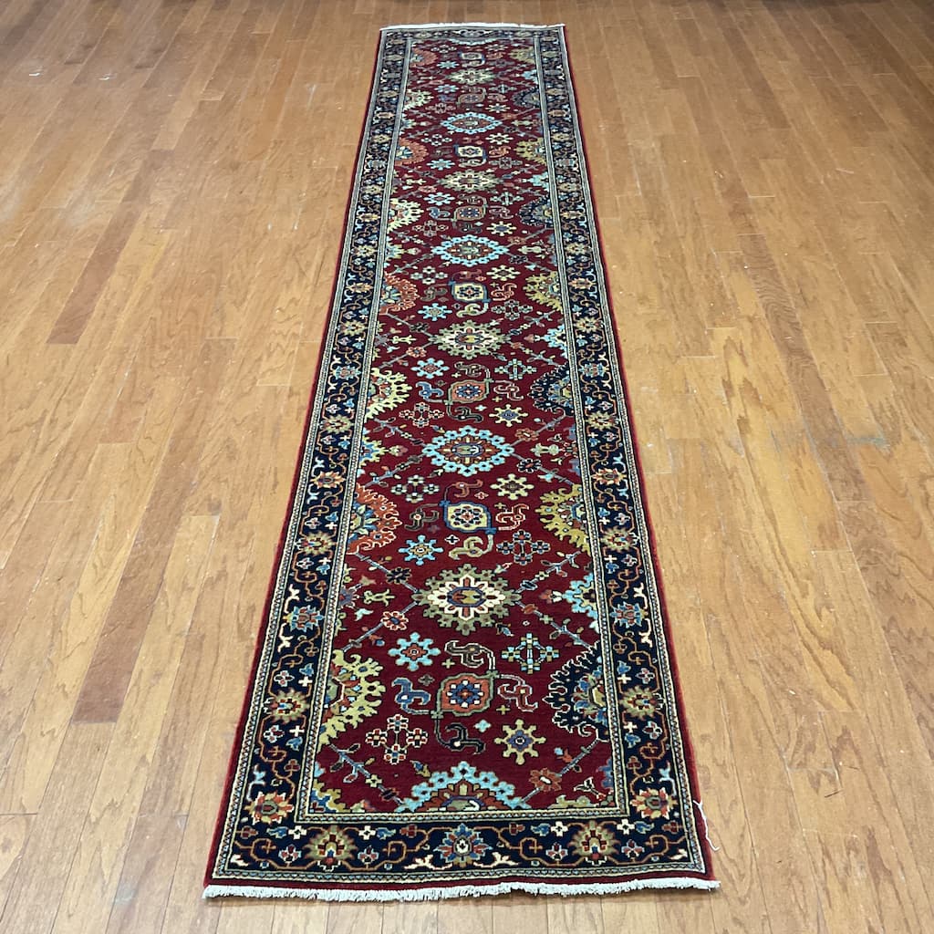HERAT ORIENTAL Hand-knotted 2'5 x 12' Indo Serapi Wool Runner - 2'5" x 12'2"