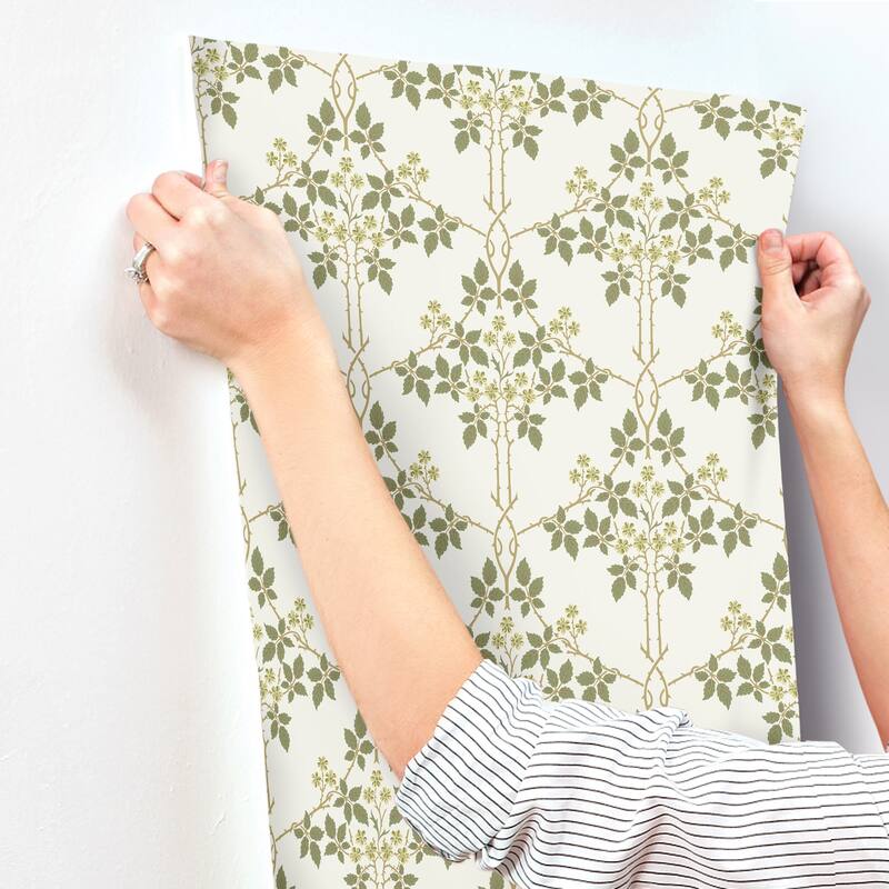 Blackberry Chartreuse Vine Trellis Wallpaper