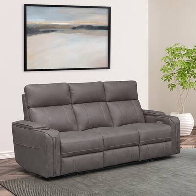 Abbyson Avenger Fabric Power Reclining Sofa with Dropdown Table