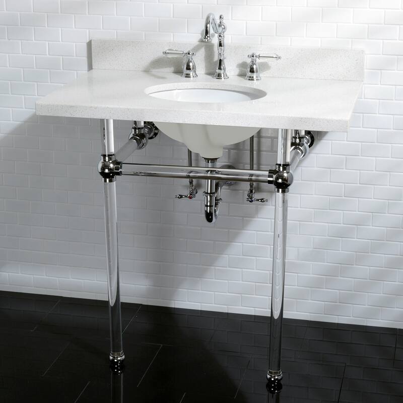 Wilshire Deck Mount Widespread Bathroom Faucet with Brass Pop-Up