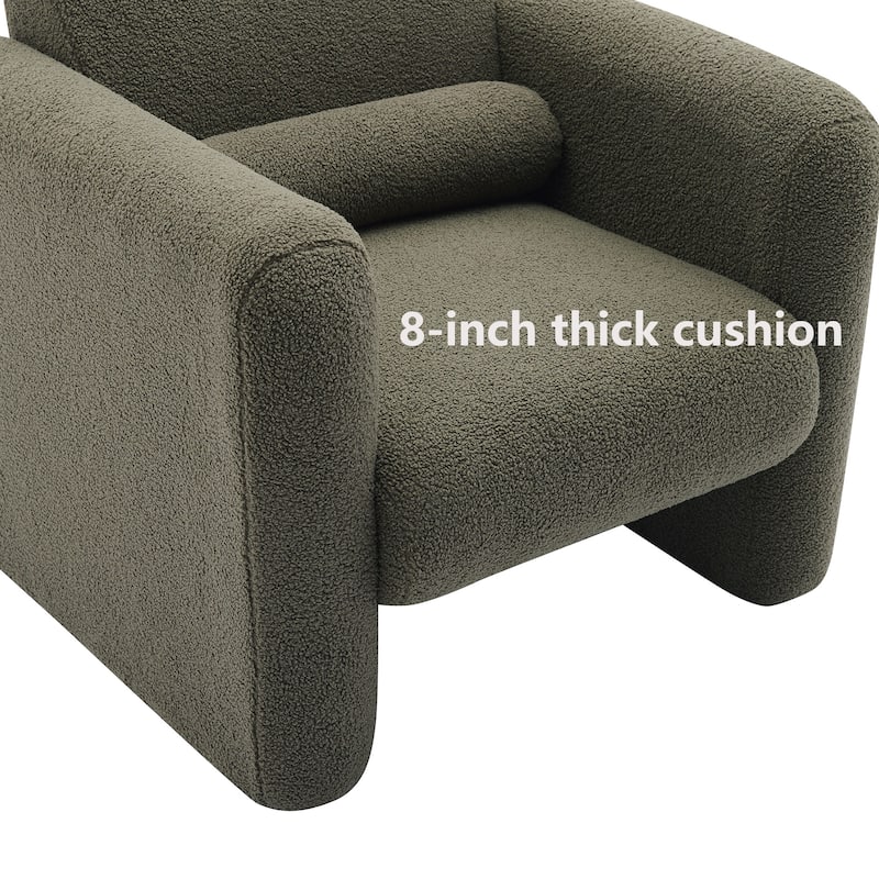 Modern ArmChair Sherpa Fabric Upholstered Accent Chair