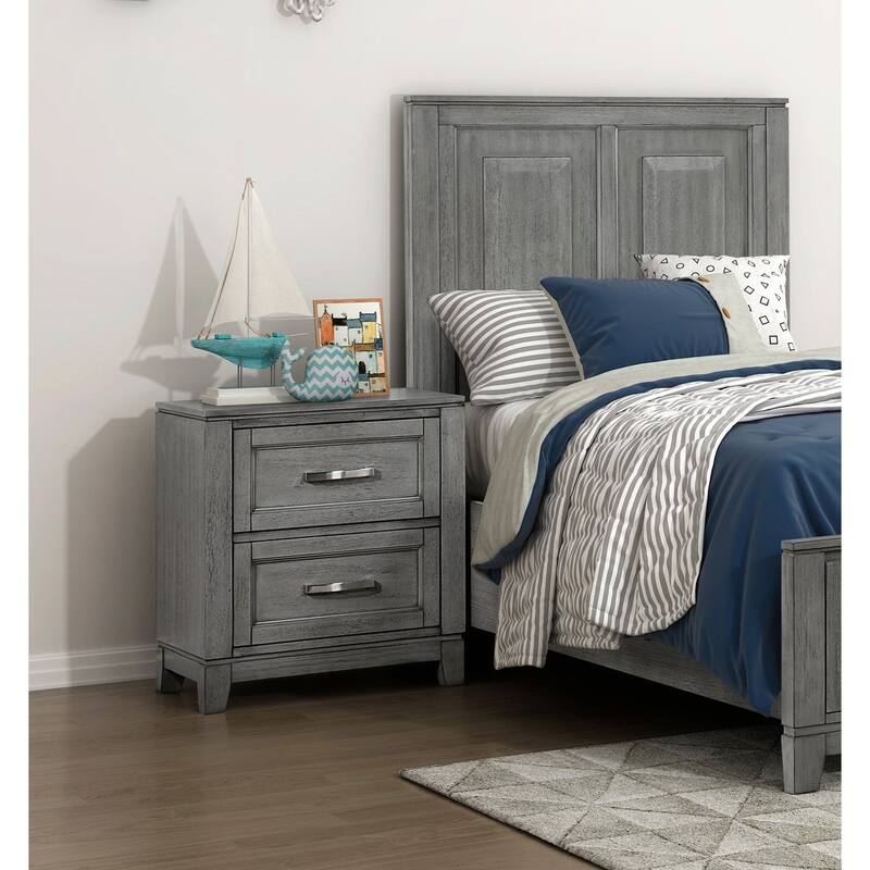 Gray Finish 3pc Bedroom Set Platform Storage Bed and Two Nightstands
