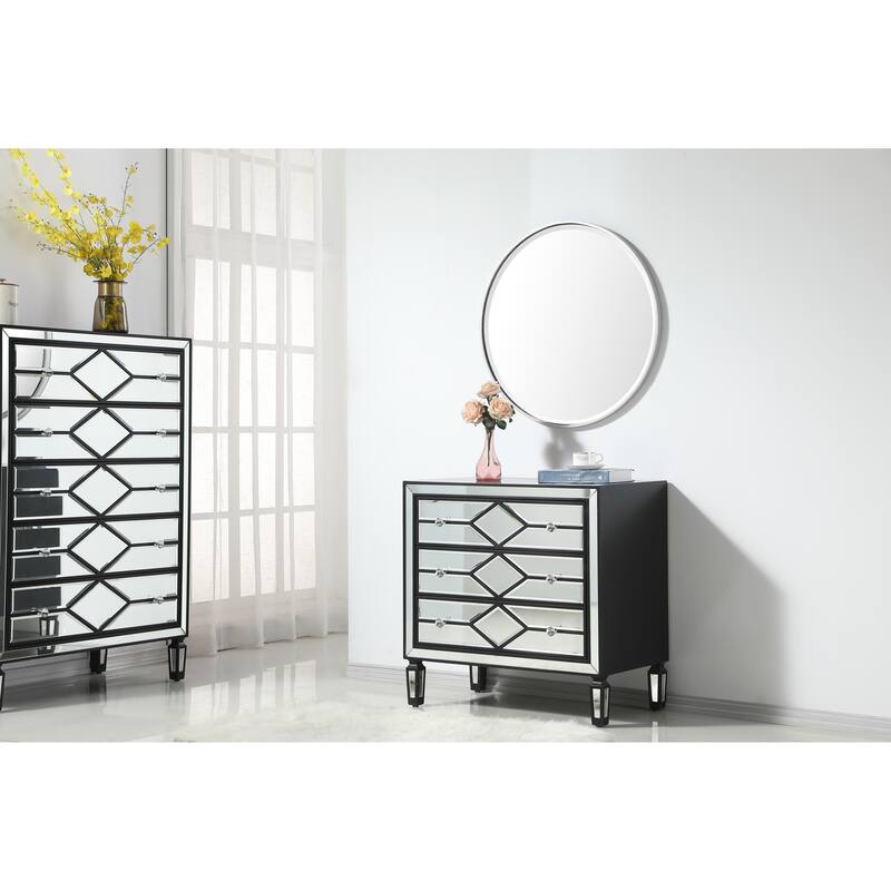 3 Drawer Mirrored Accent Chest