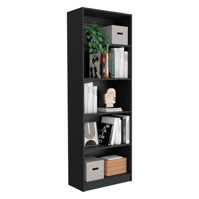 FM FURNITURE Acoma 3 Piece Living Room Set with Sutton 4 Shelves Bookcase + 2 Sutton 2-Door Bookcase, Black