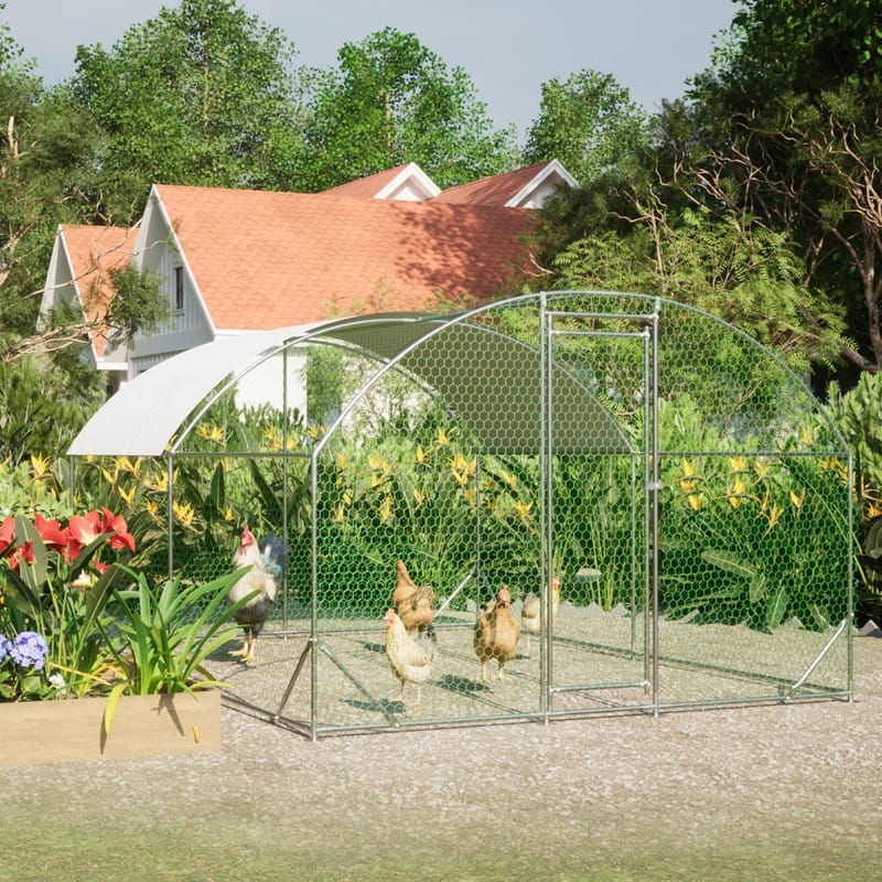 Large Walk-In Metal Chicken Coop – Dome-Shaped Poultry Run with Waterproof & UV-Resistant Cover, Heavy-Duty 1" Tube Frame .