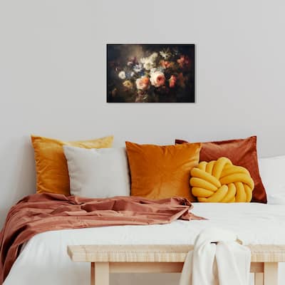Wynwood Studio Canvas Floral and Botanical The Classic of Flowers White and Dark Brown Traditional Wall Art Canvas Print