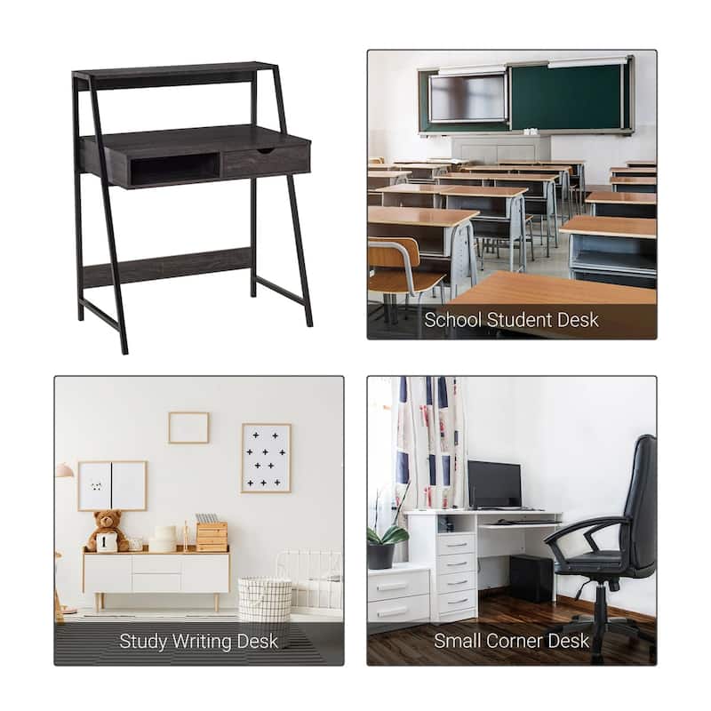 Particleboard Steel Writing Desk with Storage Shelf Drawer